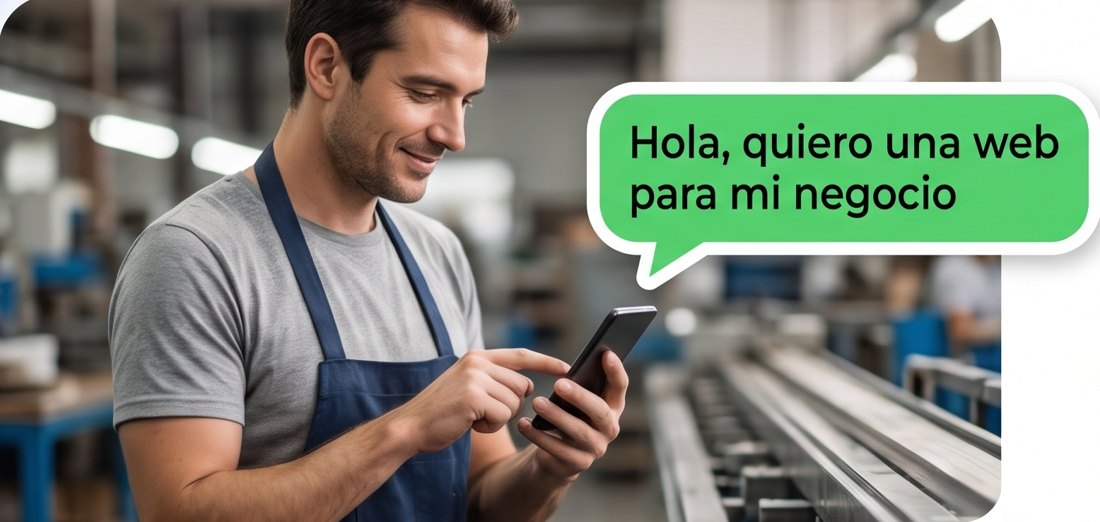 Un cliente pidiendo su web por WhatsApp desde el móvil